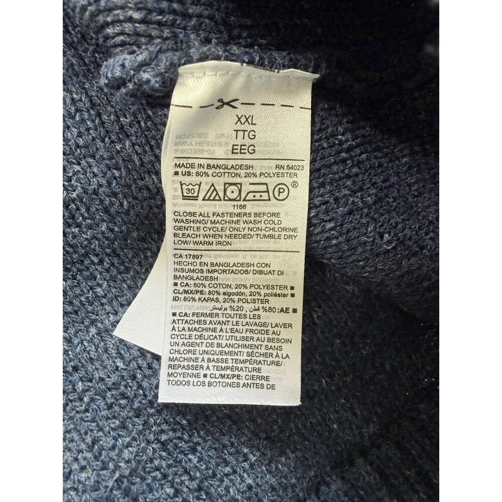 Old Navy Sweater Mens XXL Blue Shawl Collar Cable Knit Button Up Cardigan Cozy